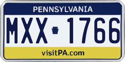 PA license plate MXX1766