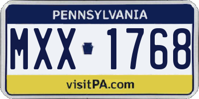 PA license plate MXX1768