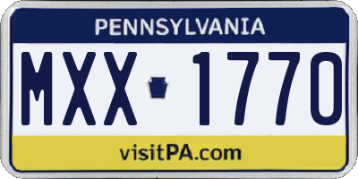 PA license plate MXX1770