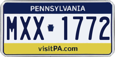 PA license plate MXX1772