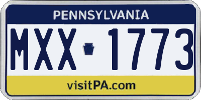 PA license plate MXX1773