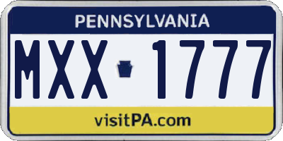 PA license plate MXX1777