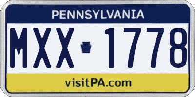 PA license plate MXX1778
