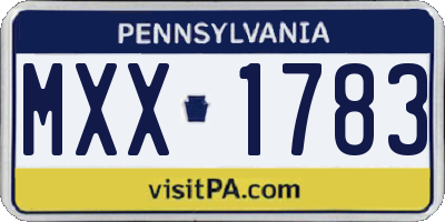 PA license plate MXX1783