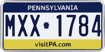 PA license plate MXX1784