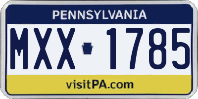 PA license plate MXX1785