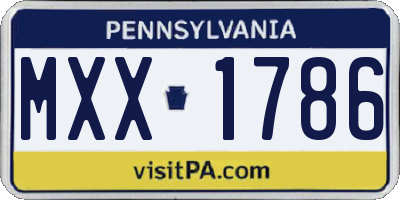 PA license plate MXX1786