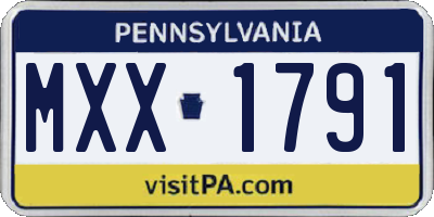 PA license plate MXX1791