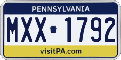 PA license plate MXX1792