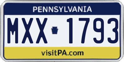 PA license plate MXX1793
