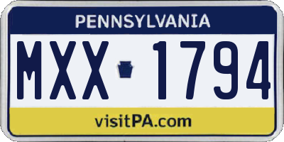 PA license plate MXX1794