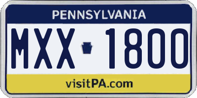 PA license plate MXX1800