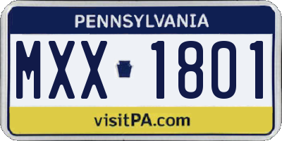 PA license plate MXX1801