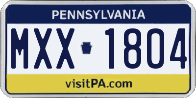 PA license plate MXX1804