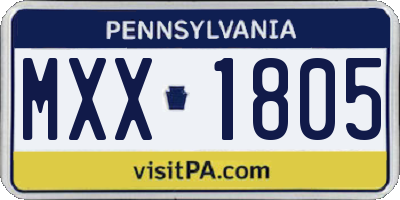 PA license plate MXX1805