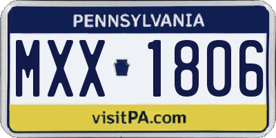 PA license plate MXX1806