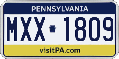 PA license plate MXX1809