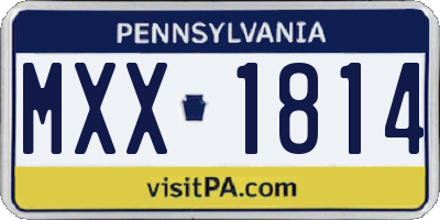 PA license plate MXX1814