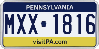 PA license plate MXX1816