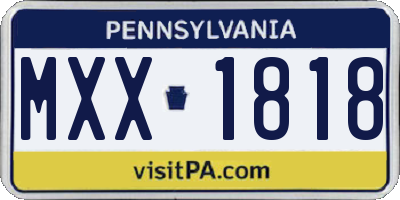 PA license plate MXX1818