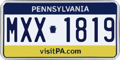 PA license plate MXX1819