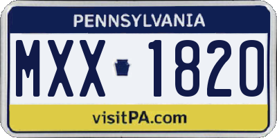 PA license plate MXX1820
