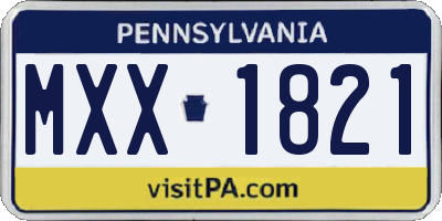 PA license plate MXX1821