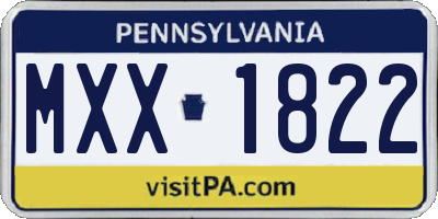PA license plate MXX1822