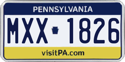 PA license plate MXX1826