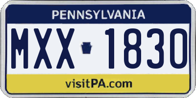 PA license plate MXX1830