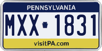 PA license plate MXX1831