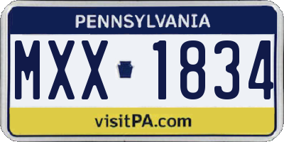 PA license plate MXX1834
