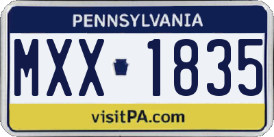 PA license plate MXX1835