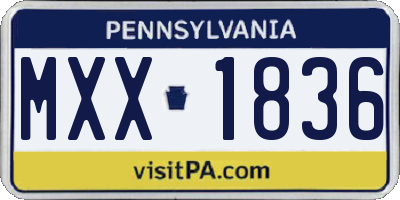 PA license plate MXX1836