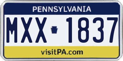 PA license plate MXX1837