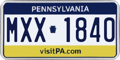 PA license plate MXX1840