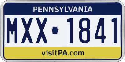 PA license plate MXX1841