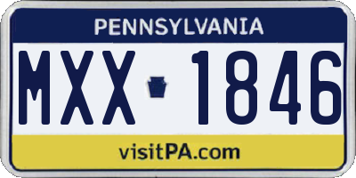 PA license plate MXX1846