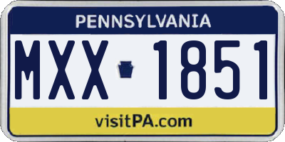 PA license plate MXX1851
