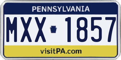 PA license plate MXX1857