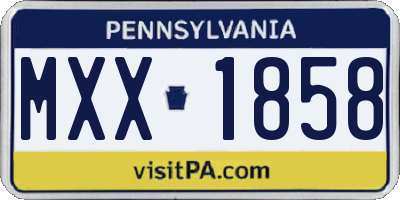 PA license plate MXX1858