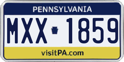 PA license plate MXX1859