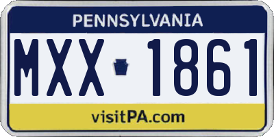 PA license plate MXX1861
