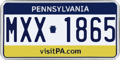PA license plate MXX1865