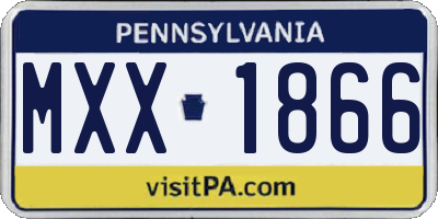 PA license plate MXX1866