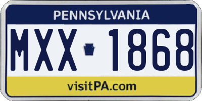 PA license plate MXX1868