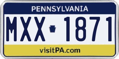 PA license plate MXX1871