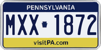 PA license plate MXX1872