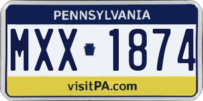 PA license plate MXX1874