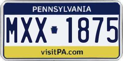 PA license plate MXX1875